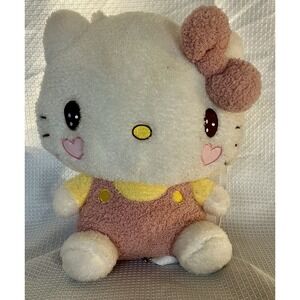 Sanrio Hello Kitty Plush Backpack Pink Yellow Adjustable Straps Inside Pocket